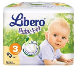 Подгузники 42 шт. Libero Беби софт миди 5-8 кг