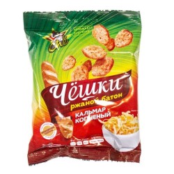 Сухарики, Чёшки 60 г Ржаной батон со вкусом кальмара копченого