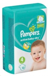 Подгузники, Pampers (Памперс) 9-14 кг р. 4 №10 актив беби драй макси