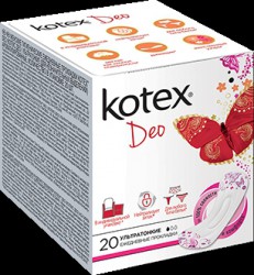 Прокладки женские ежедневные Kotex ультратонкие ДЕО 20 шт.