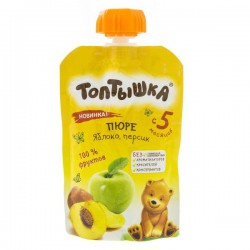 Пюре Топтышка яблоко персик с сахаром с 5 мес 90 г