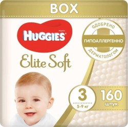 Подгузники 160 шт. Huggies элит софт 5-9 кг р. 3